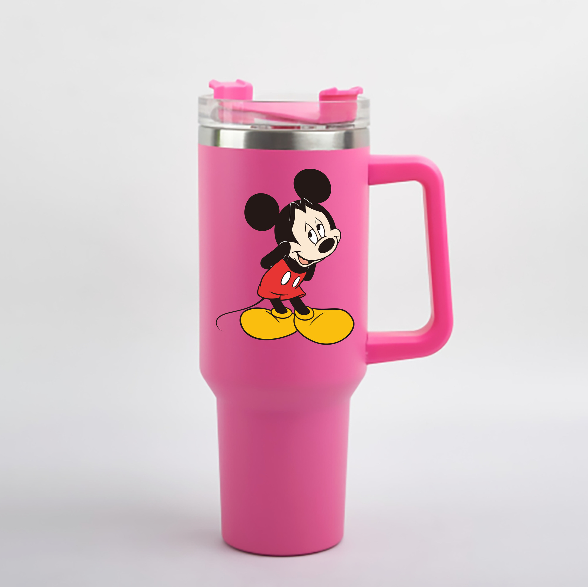 （画像用） ミッキーマウス Mickey Mouse 1200mL車用タンブラー - クリスタルステッカー（プラスチックストロー付き）